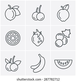 Line Icons Style  Fruit Icons Set, Vector Design