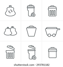 Line Icons Style  Garbage Icons