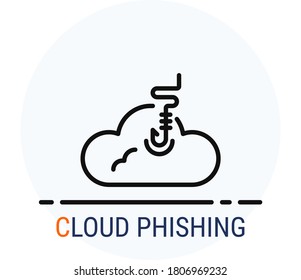 Estilo de iconos de línea. Hacker Cyber crime attack Cloud Phishing for web design. Vector Pixel Perfect