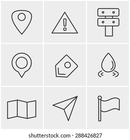 Line Icons Style  Map icons on white background. GPS and Navigation, Vector Design