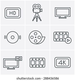 Line Icons Style Movie icons set