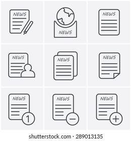 Line Icons Style Newspaper icons set 