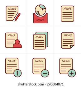 Line Icons Style Newspaper icons set 