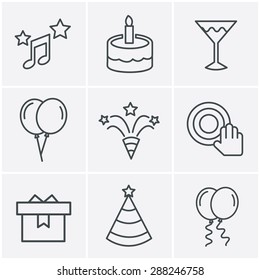 Line Icons Style party Icons Set, Vector Design