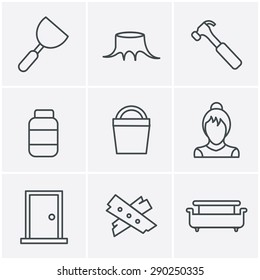 Line Icons Style  Icons set carpentry