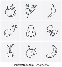 Line Icons Style  Icons set Vegetable