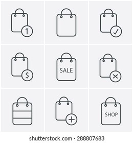 Line Icons Style Shopping bag icons on white background. Vector illustration.