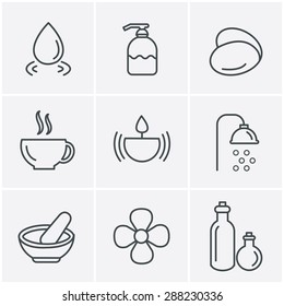Line Icons Style  Spa Icons Set, Vector Design