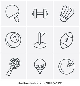 Line Icons Style Sport icons Set, Vector Design