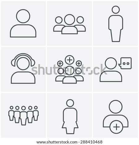 Line Icons Style team icon set, Vector Design