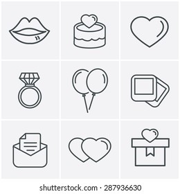 Line Icons Style Wedding Icons Set, Vector Design