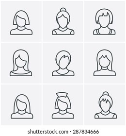 Line Icons Style  Woman Icons Set, Vector Design