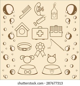 Line icons things for animals