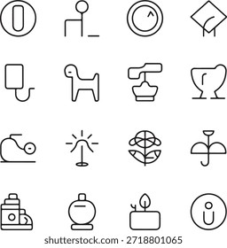 Iconos de línea de varios objetos y símbolos