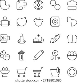 Iconos de línea de varios objetos y símbolos