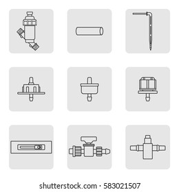 Line icons. Vector. Equipment for drip irrigation system.