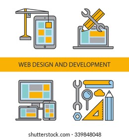 Line icons for web design and development. Vector linear set