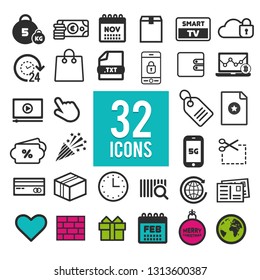 Line icons for Web and Mobile on white background.