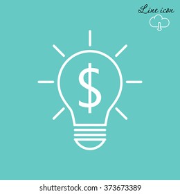 Line icon-the idea of the dollar