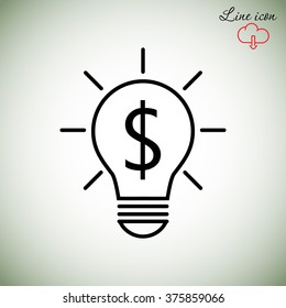 Line icon-the idea of the dollar