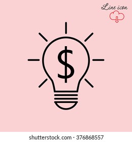 Line icon-the idea of the dollar