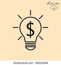 Line icon-the idea of the dollar