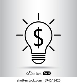 Line icon-the idea of the dollar