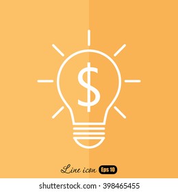 Line icon-the idea of the dollar