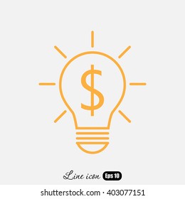 Line icon-the idea of the dollar