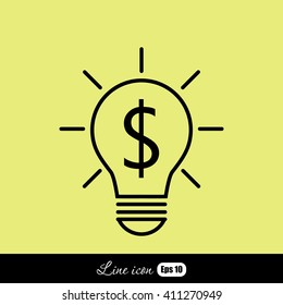 Line icon-the idea of the dollar