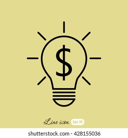 Line icon-the idea of the dollar