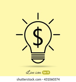 Line icon-the idea of the dollar