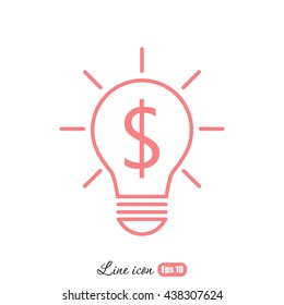 Line icon-the idea of the dollar