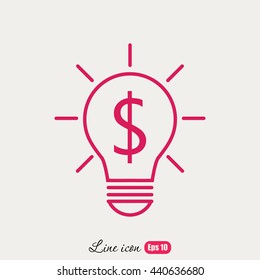 Line icon-the idea of the dollar