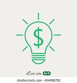 Line icon-the idea of the dollar
