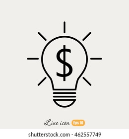 Line icon-the idea of the dollar