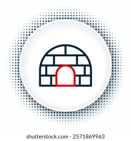 Line Igloo ice house icon isolated on white background. Snow home, Eskimo dome-shaped hut winter shelter, made of blocks. Colorful outline concept. Vector