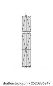 Line illustration of 181 Fremont Street building in San Francisco, California, United States.