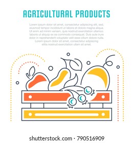 Line illustration of agricultural products. Concept for web banners and printed materials. Template for website banner and landing page.