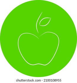 Liniengrafik eines Apfels in einem grünen Kreis