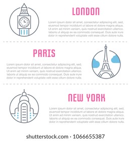 Line illustration of architectural monuments. Concept for web banners and printed materials. Template for website banner and landing page.