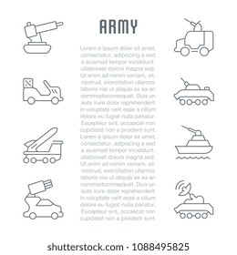Line illustration of army. Concept for web banners and printed materials. Template for website banner and landing page.