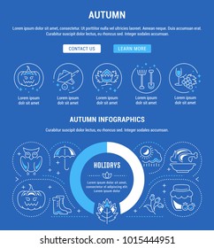 Line illustration of autumn. Concept for web banners and printed materials. Template for website banner and landing page.
