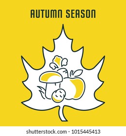 Line illustration of autumn season. Concept for web banners and printed materials. Template for website banner and landing page.