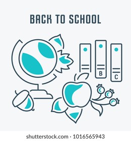 Line illustration of back to school. Concept for web banners and printed materials. Template for website banner and landing page.
