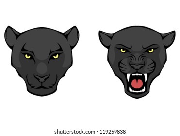 line illustration of a black panther head, suitable as tattoo or team mascot