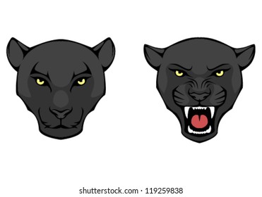 Line Illustration Of A Black Panther Head, Suitable As Tattoo Or Team Mascot