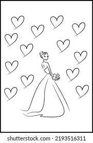 line illustration of a bride