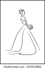 line illustration of a bride
