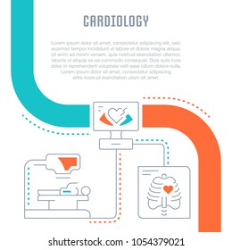 Line illustration of cardiology. Concept for web banners and printed materials. Template for website banner and landing page.